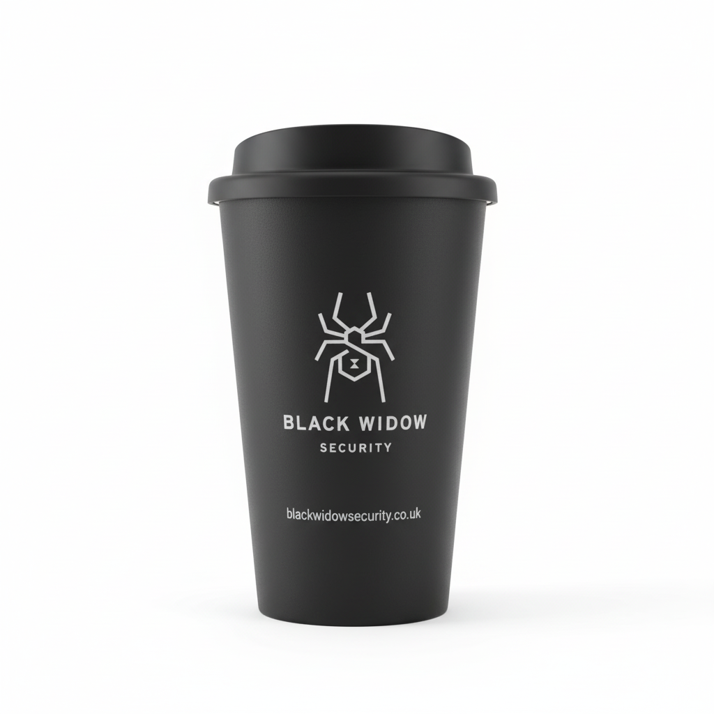 Black Widow Security Reusable Travel Mug - Front